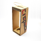 Geaffineerd papier eenvoudige rode wijn doos met draagbare touw stijve cadeaubon