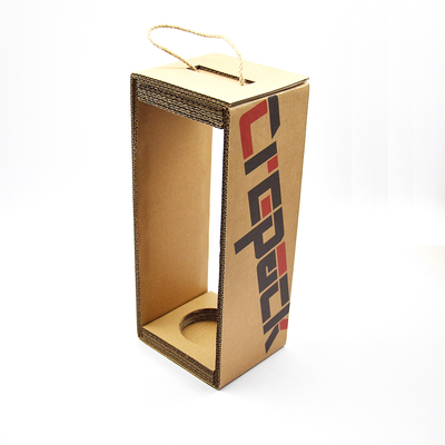kopen Geaffineerd papier eenvoudige rode wijn doos met draagbare touw stijve cadeaubon online manufacture