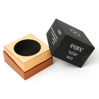 Zwarte Kosmetische Verpakkende Dozen met Gouden Folie Logo White Interior