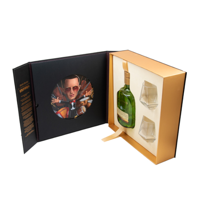 Custom Luxury Black Single Bottle Magnetische wijnverpakkingsdoos met accessoires Set