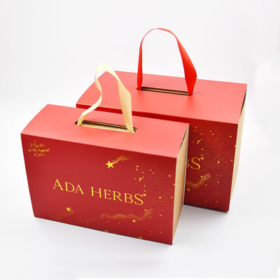 Op Maat Bedrukte Recyclebare Luxe Geschenkverpakking met Lint Handvat, 500 Stuks MOQ